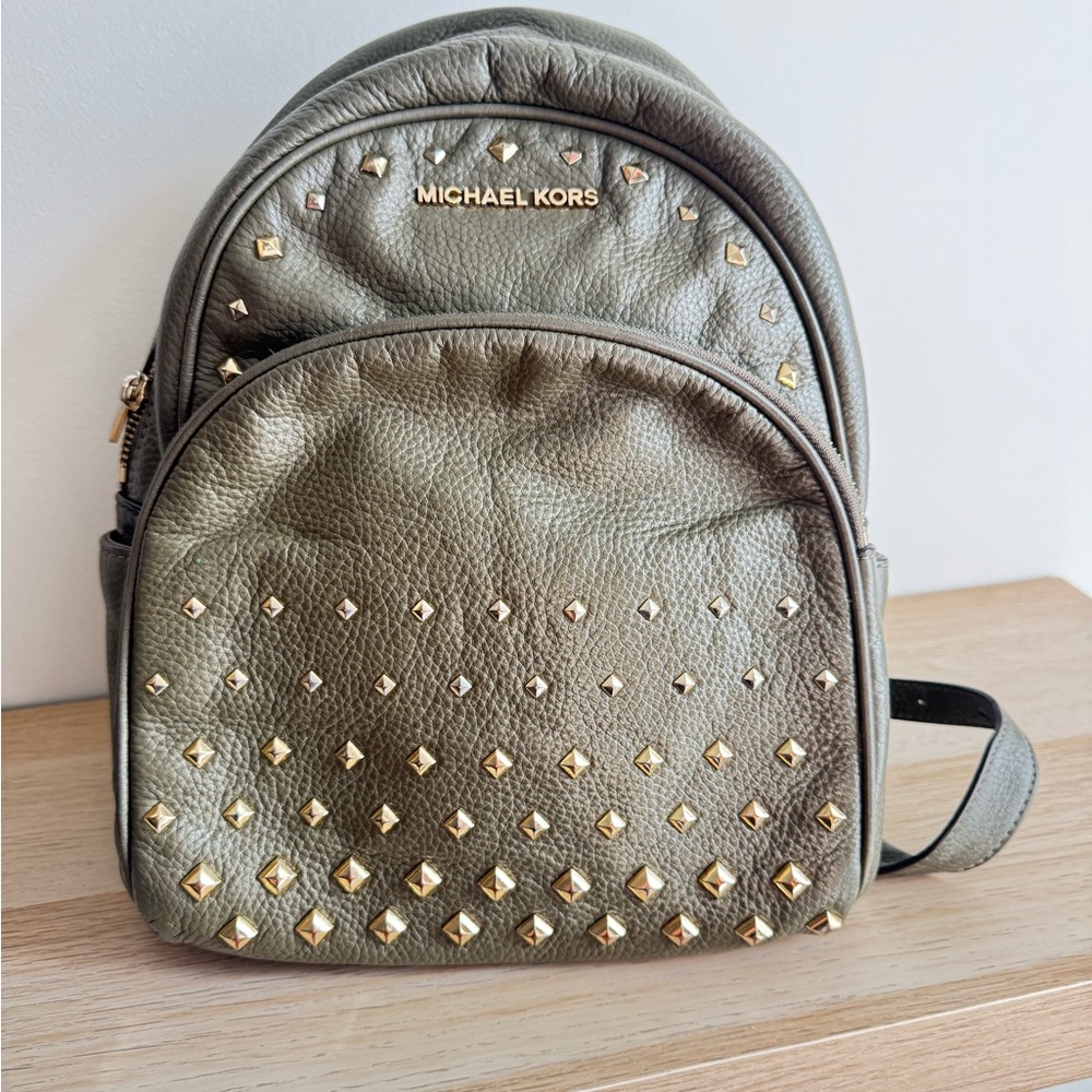 Michael Kors Khaki Gold Studded Backpack